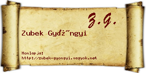 Zubek Gyöngyi névjegykártya